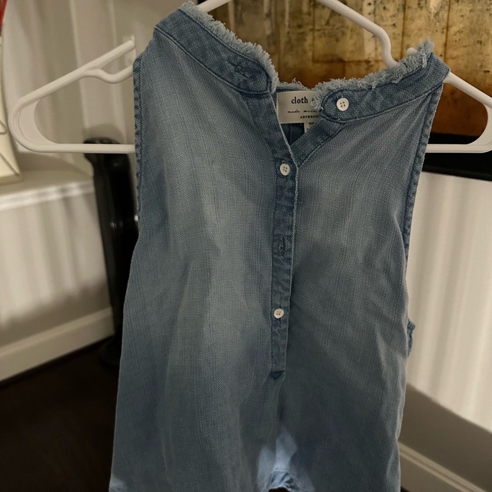 Anthropologie’s Cloth & Stone: Women's Light Blue Denim with Frill Tank Top